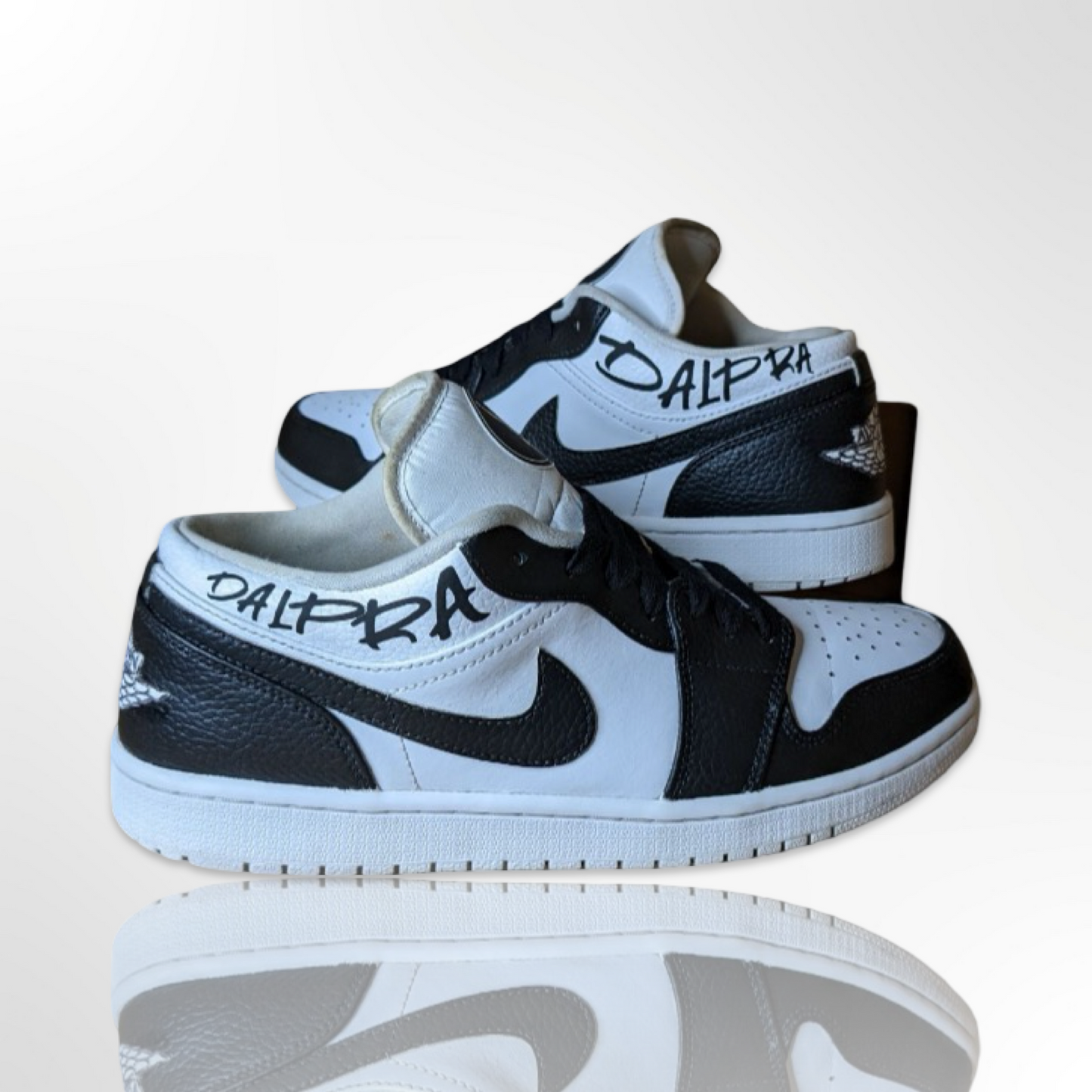 Tainan Dalpra Black/White Custom Shoes - AJ1 Low - FREE SHIPPING