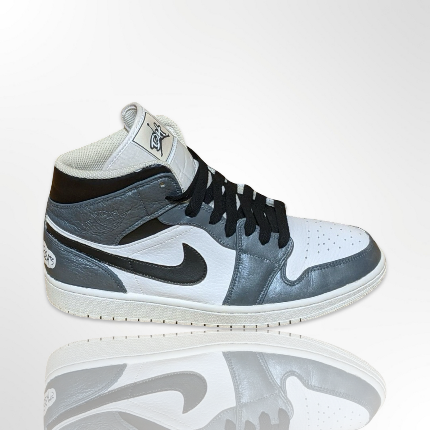 "Black Pewter" Custom Shoes - Air Jordan 1 Mid - FREE SHIPPING