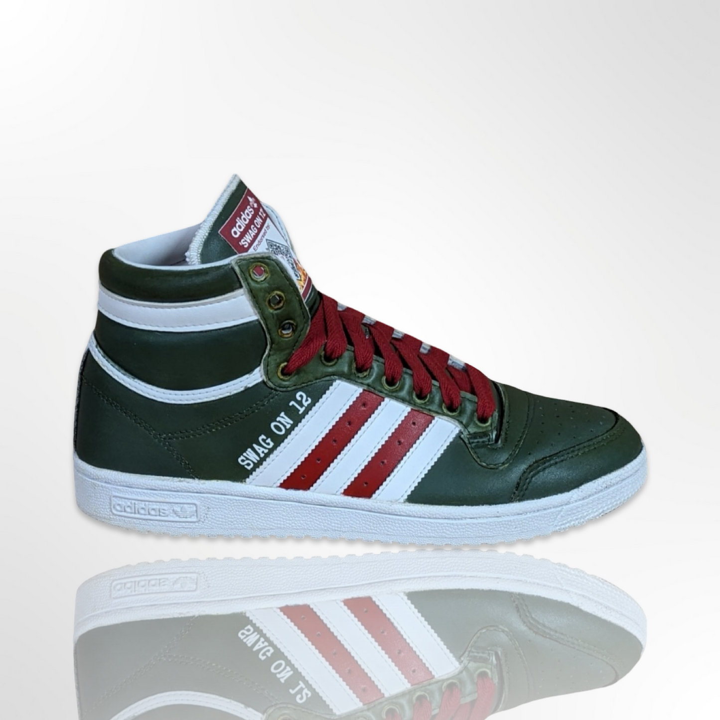 Green and Red Custom Shoes - Adidas Top Ten - FREE SHIPPING