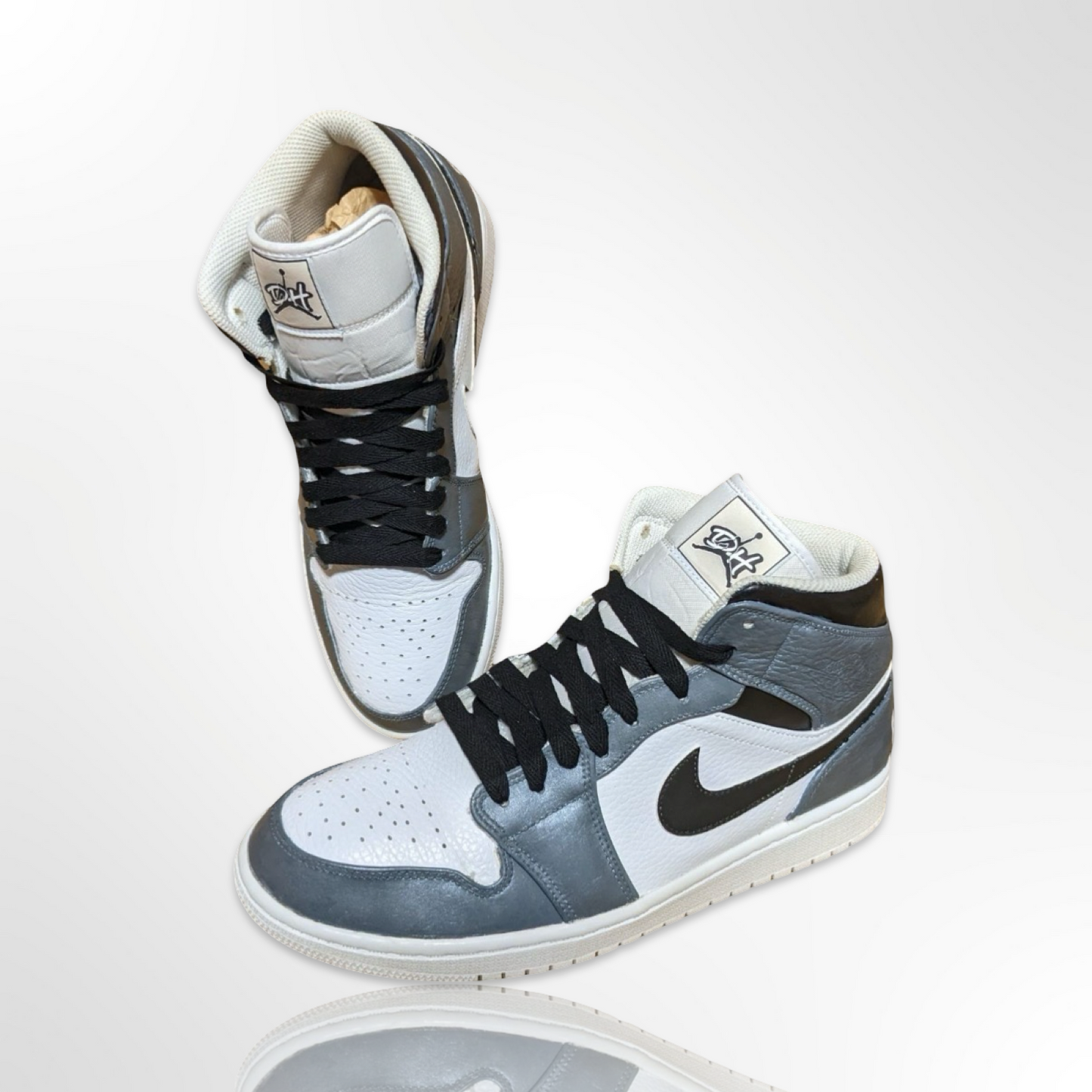 "Black Pewter" Custom Shoes - Air Jordan 1 Mid - FREE SHIPPING