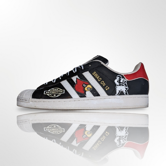 Muhammad Ali/ UofL Black/Red/White Custom Shoes - Superstar Shell Toe - FREE SHIPPING